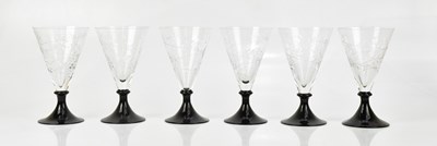 Lot 1743 - WEBB; a set of six 1930s conical wine glasses.