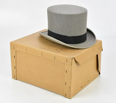 Lot 1418 - DUNN & CO; a grey top hat, size 7, height...