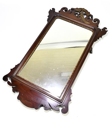 Lot 3026 - A George III style mahogany fret frame mirror,...