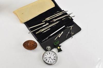 Lot 1389 - A cased set of drawing implements, chrome...