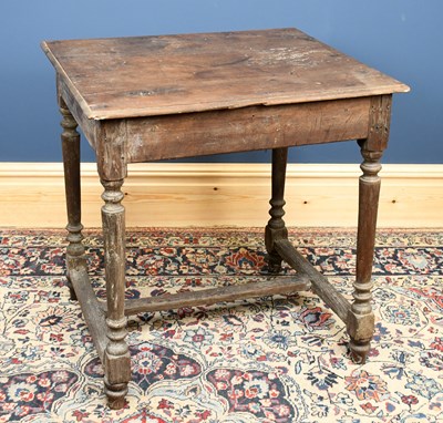 Lot 2982 - An 18th century oak side table, with turned...