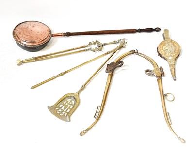 Lot 537 - Brass and copperware including horse hames,...