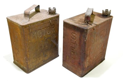 Lot 34 - SHELL MOTOR SPIRIT; two vintage metal petrol...