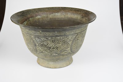 Lot 2126 - A 20th century Chinese bronze bowl, cast with...