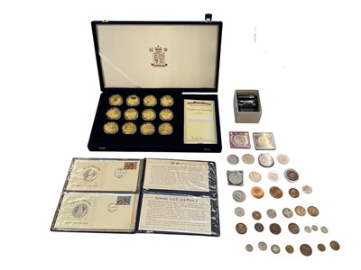 Lot 1671 - Various loose coins, an album of GB medallic...