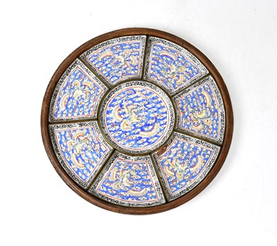 Lot 406 - A set of eight enamelled hors d'oeuvres dishes,...