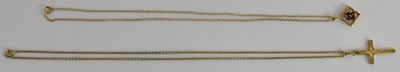 Lot 1403 - A 9ct yellow gold fine link necklace, length...