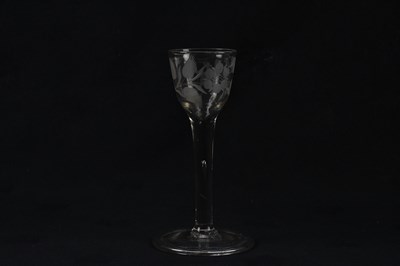 Lot 1723 - An 18th century English wine glass, the bowl...