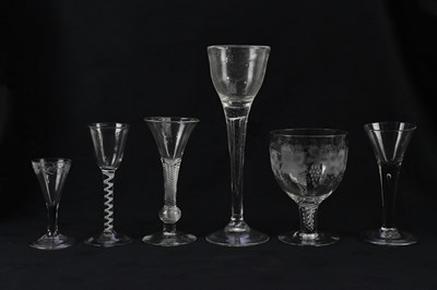 Lot 1725 - An 18th century English wine glass, with...