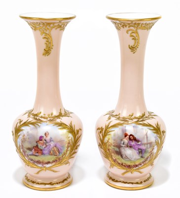 Lot 438 - SEVRES; a pair of Continental porcelain vases