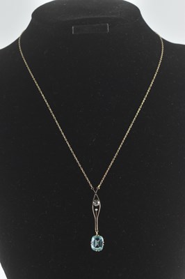 Lot 1419 - A 9ct gold necklace, the pendant with...