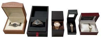 Lot 1724 - Five boxed wristwatches in presentation cases,...