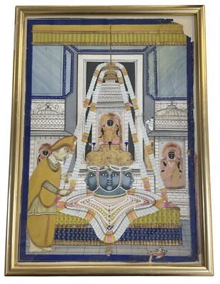 Lot 628 - A 19th century Indian gilt heightened gouache...