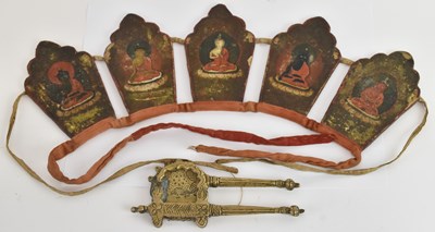 Lot 631 - A 19th century Tibetan ritual crown, with five...