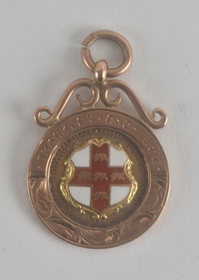 Lot 1205 - A 9ct gold prize fob for the Thackley Cricket...