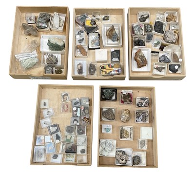 Lot 290 - GEOLOGY/MINERALOGY; five wooden trays...