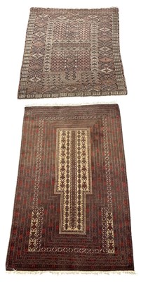 Lot 84 - An Afghan Balouch prayer rug, 140 x 115cm, and...