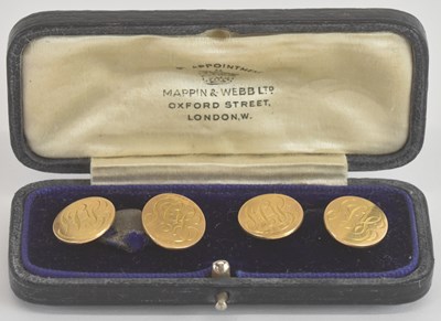 Lot 1463 - A pair of 15ct yellow gold oval face cufflinks,...