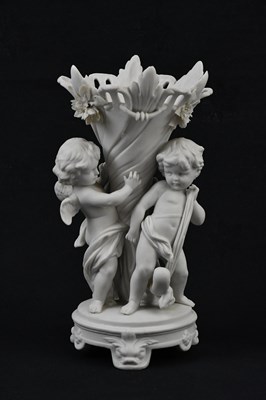 Lot 1648 - A Parian ware figure group of two cherubs,...