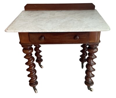 Lot 63 - A Victorian mahogany marble topped single...