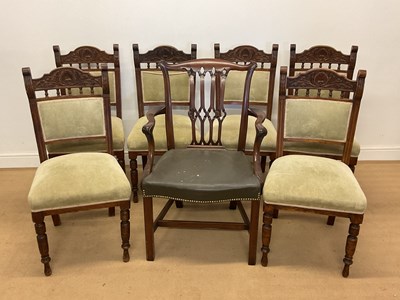Lot 415 - A mahogany elbow chair and a set of six...