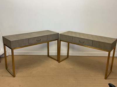 Lot 416 - A pair of contemporary faux shagreen and gilt...