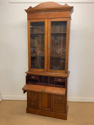 Lot 428 - An Edwardian walnut secretaire bookcase, the...