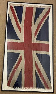 Lot 13 - A large vintage Union Jack, framed and glazed,...
