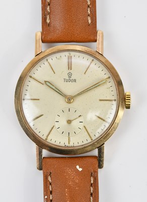 Lot 597 - TUDOR; a gentleman's 9ct gold cased wristwatch,...