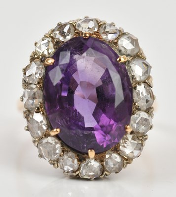 Lot 352 - A yellow metal diamond and amethyst set dress...