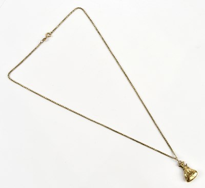 Lot 255 - A 9ct yellow gold box link necklace, with a...