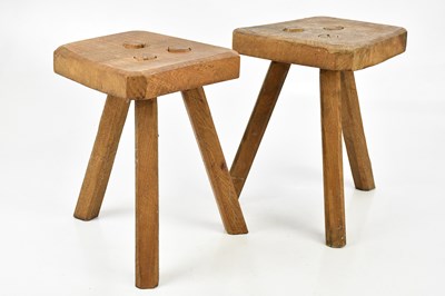 Lot 199 - A pair of oak milking stools, height 30cm.