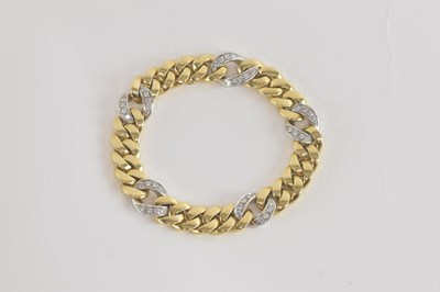 Lot 1490 - KRIA; an 18ct yellow gold flat curb bracelet,...