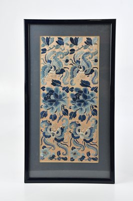 Lot 1549 - A Chinese silk panel (possibly rank badge),...