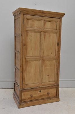 Lot 1033 - A 19th century pine single wardrobe, height...