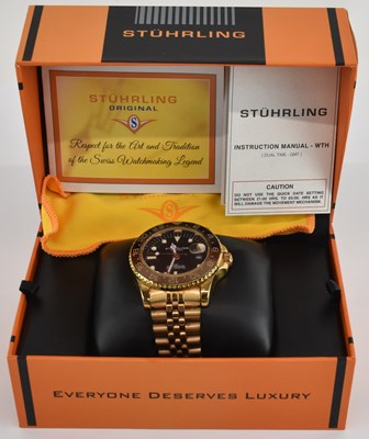 Lot 1725 - STÜHRLING; a gentleman's 'G.M.T Water...