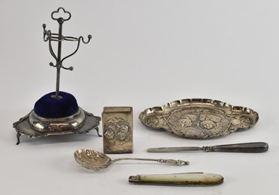 Lot 1124 - Six items of small hallmarked silver...