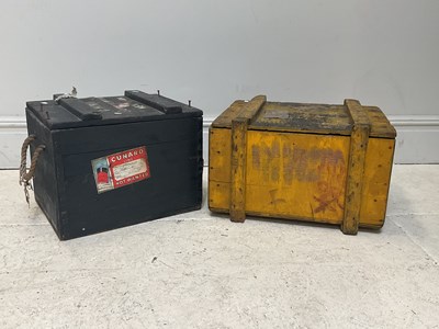 Lot 1311 - Two wooden ammunition crates, one painted...