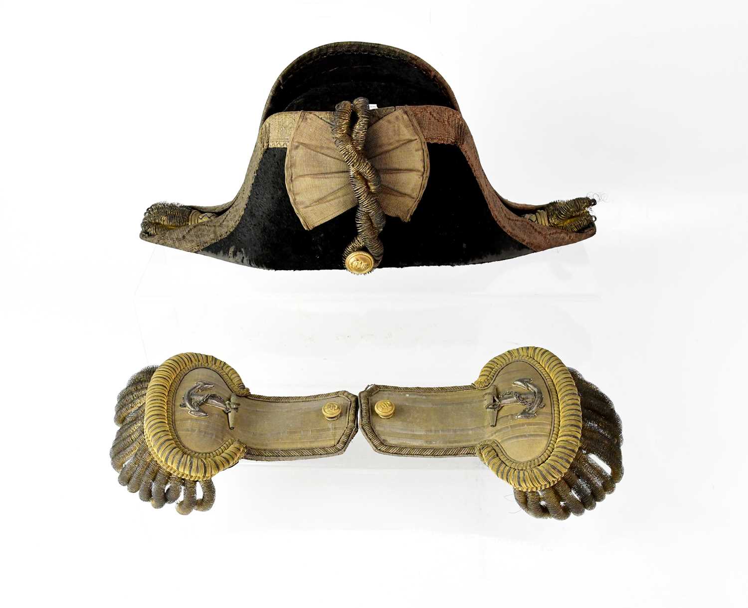 Lot 264 - A 19th century bicorn hat and a pair of...