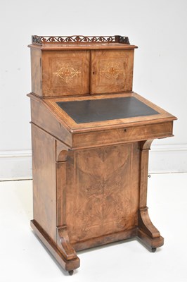 Lot 238 - A Victorian inlaid walnut Davenport with...