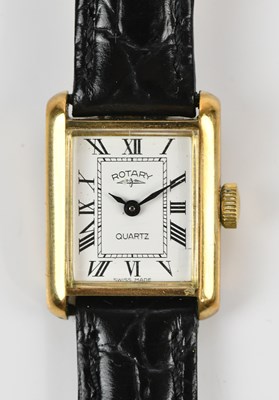 Lot 623 - ROTARY; a lady's tank style 9ct wristwatch,...