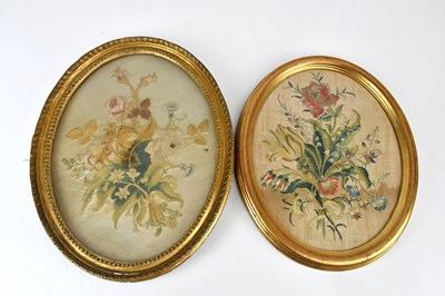 Lot 1414 - Two 19th century needlework panels including...