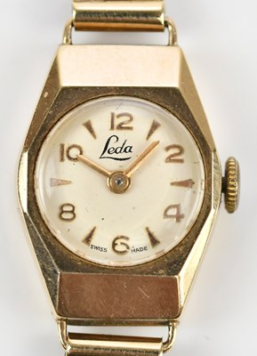 Lot 581 - LEDA; a lady's 9ct gold cased wristwatch, the...