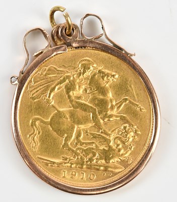 Lot 227 - An Edward VII full sovereign, 1910, in loose...