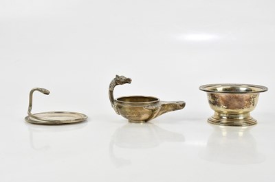 Lot 2367 - A Continental white metal Roman style oil lamp...