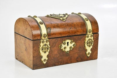 Lot 1324 - A Victorian walnut dome topped stationery box,...