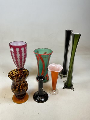 Lot 339 - A Bohemian dark pink overlaid glass vase...