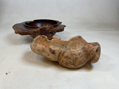 Lot 44 - A burr yew carved bowl, and a further rustic...