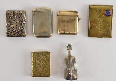 Lot 1022 - Five novelty vesta cases including one cello...