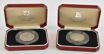 Lot 1660 - POBJOY MINT; two Isle of Man sterling silver...